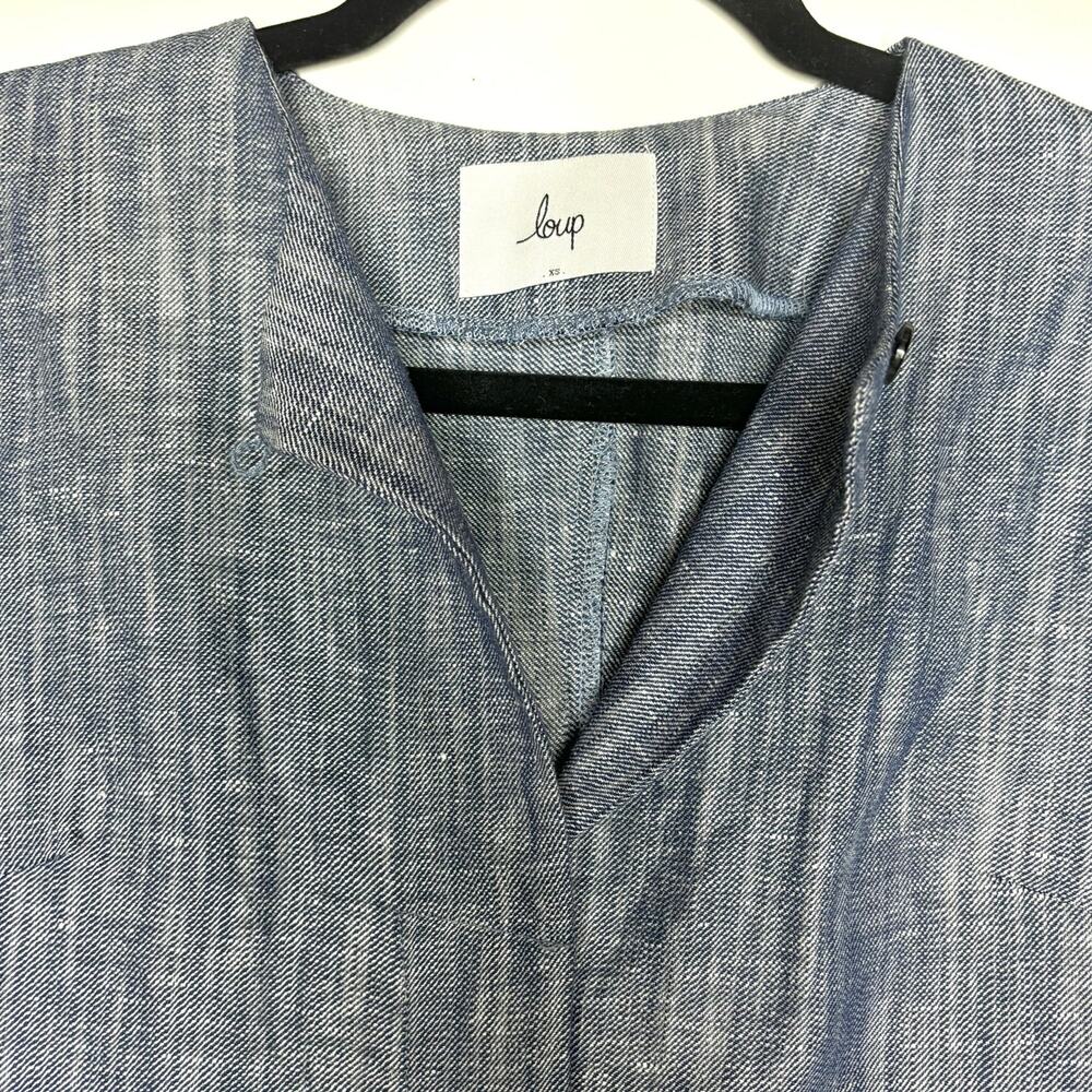 Loup Lila Blue Chambray Linen Blend Button Down Top XS - Picture 7 of 10